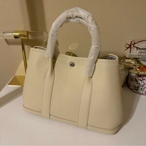 Garden Style Leather Satchel 30cm Cream White